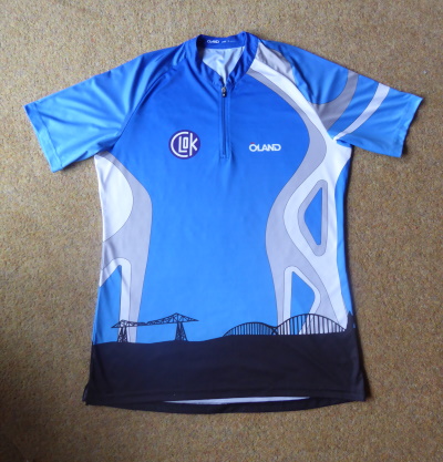 CLOK orienteering top. 
Front view.