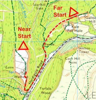 Map extract showing the Starts