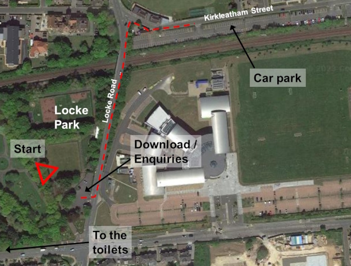 Map showing the locations of Download and the Start.