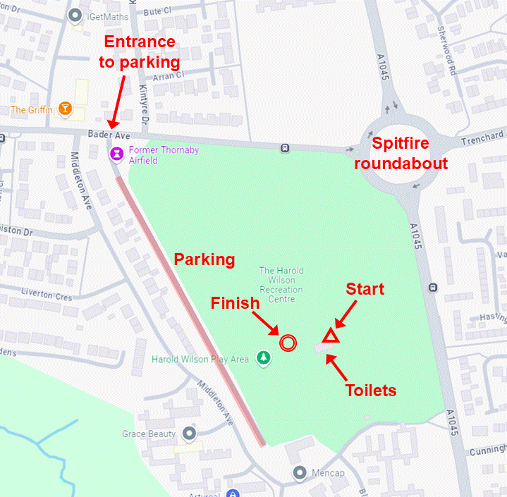 Map showing the parking and the toilets.
