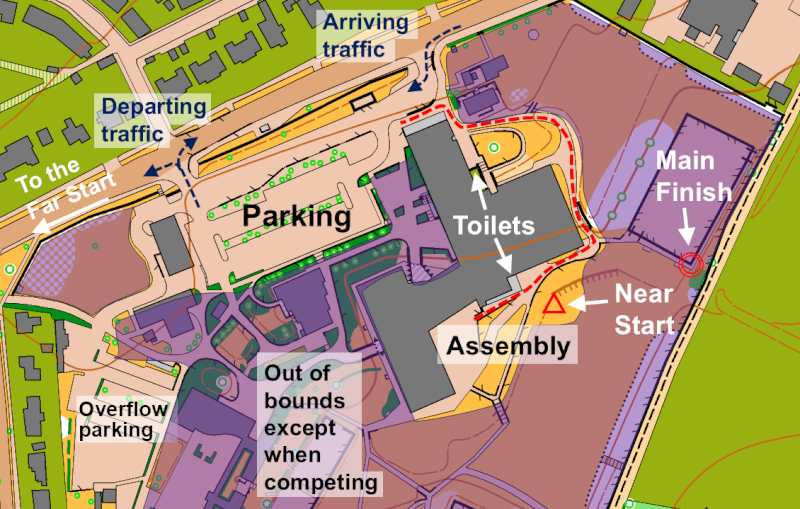 Map showing the locations of parking and the Assembly at Richmond School.