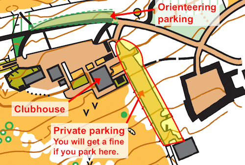 Map showing the car parks