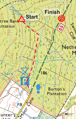 Map of the route from the car park to the Start.