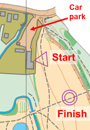 Map showing the locations of the Start and Finish.